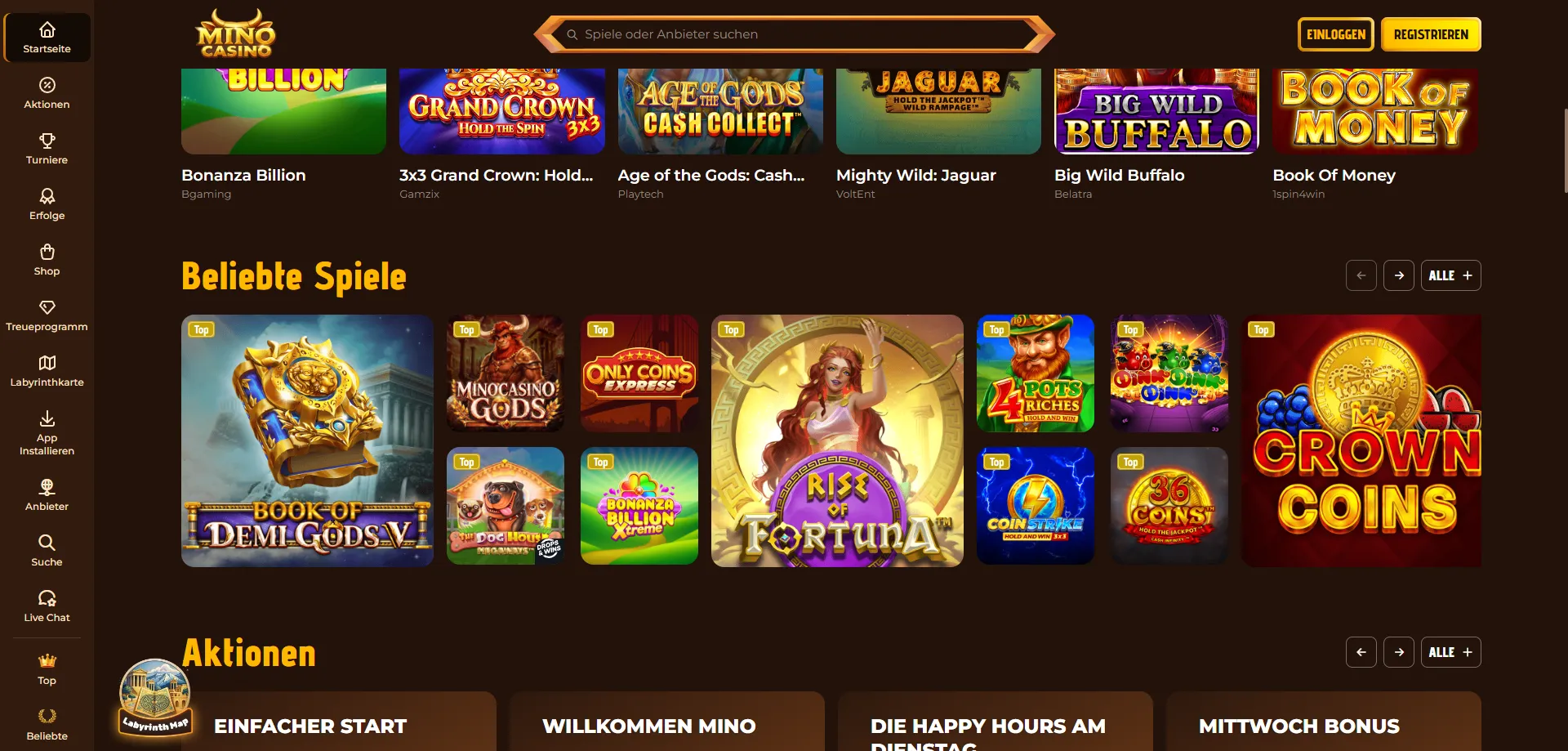 Mino Casino Spielangebot 2026 – Slots, Tischspiele und mehr