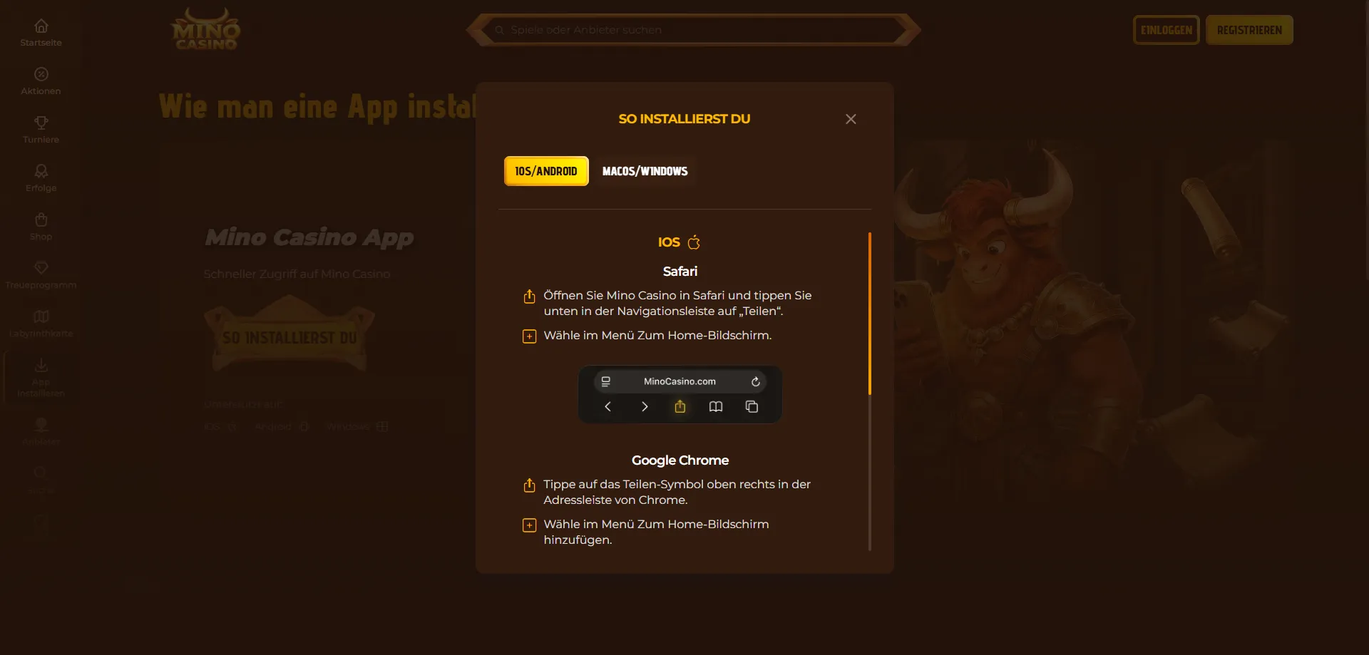Mino Casino App 2026 – mobiles Spielen auf iOS und Android